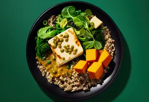 Delicious vegetable soup bowl with fresh parsley