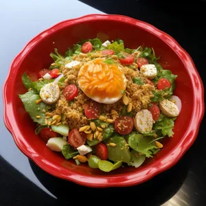 Healthy garden salad with fresh vegetables and greens