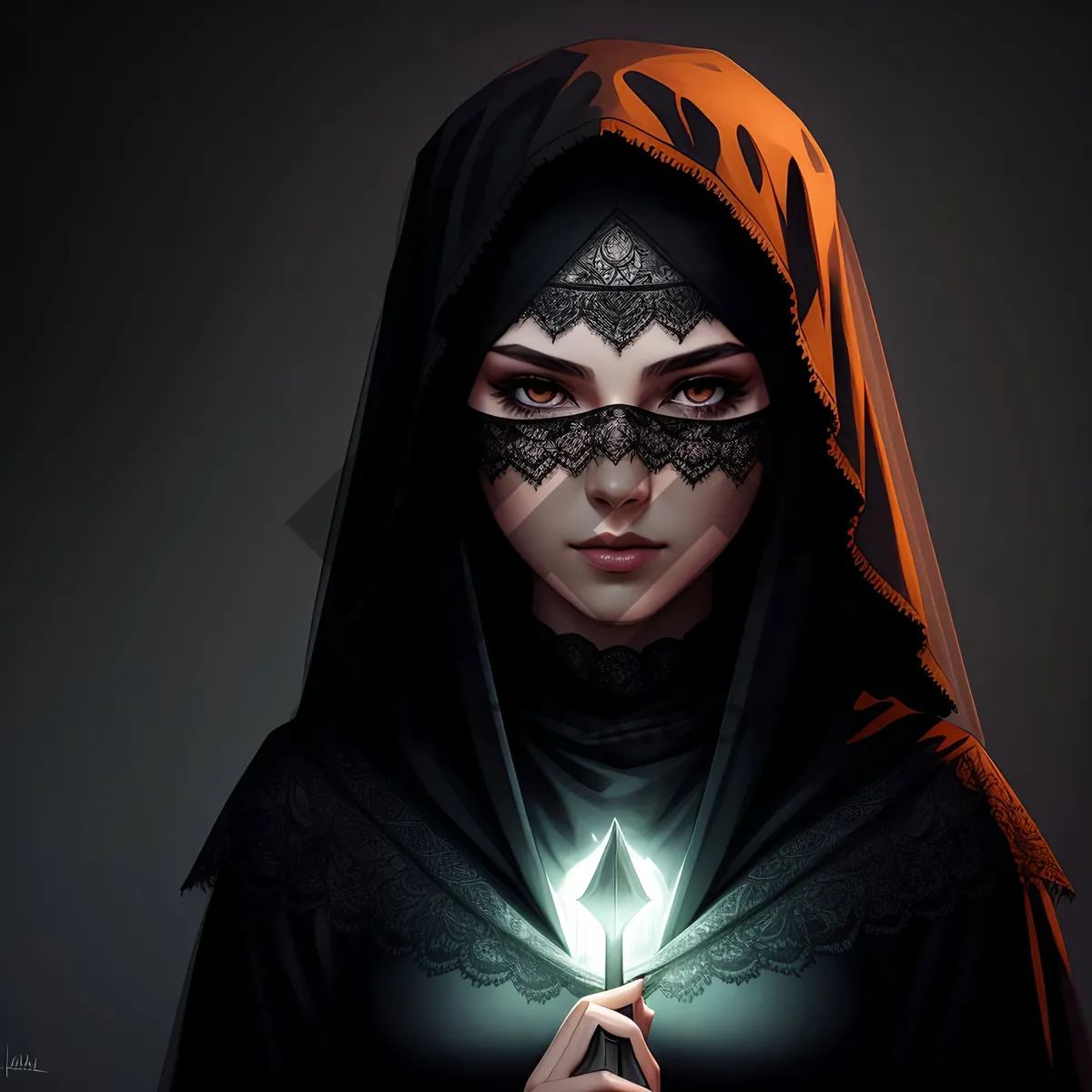 Picture of Dark Lady's Mysterious Fashion Masked Portrait