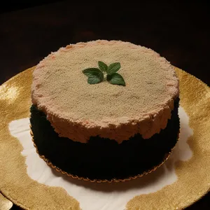 Delicious gourmet cake with chocolate and cream frosting.