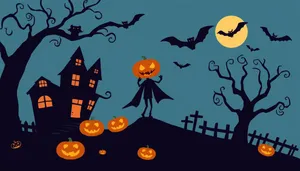 Halloween pumpkin cartoon design drawing.