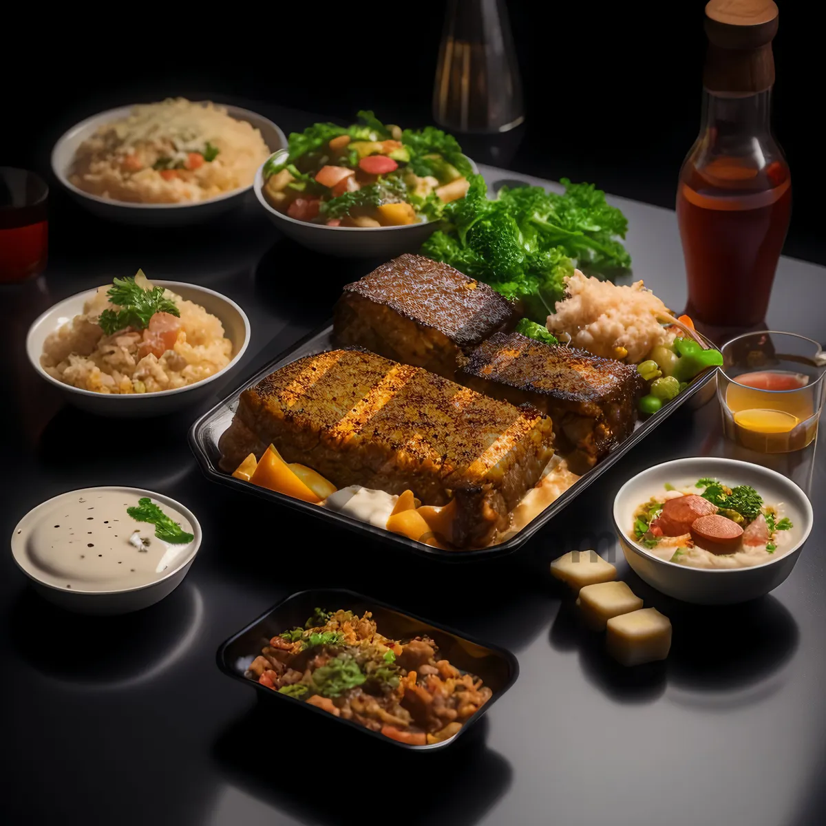 Picture of Healthy Gourmet Plate with Mixed Vegetables and Seafood