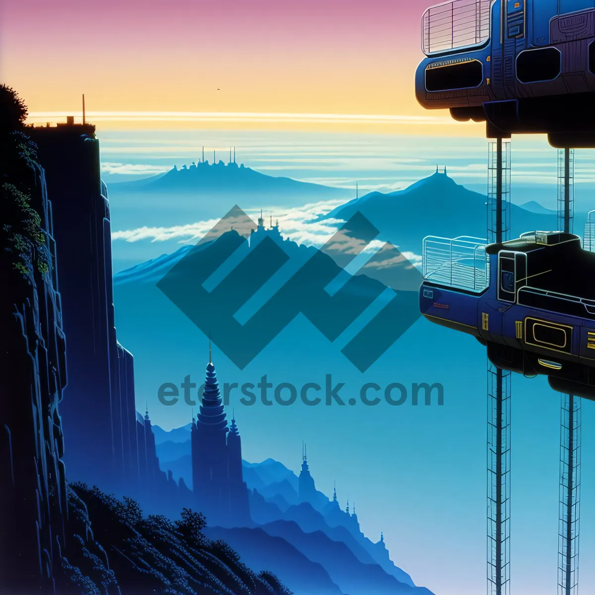 Picture of Skyride: Chairlift Ascending above Ski Slopes