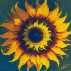 Bright Yellow Sunflower in Blooming Field