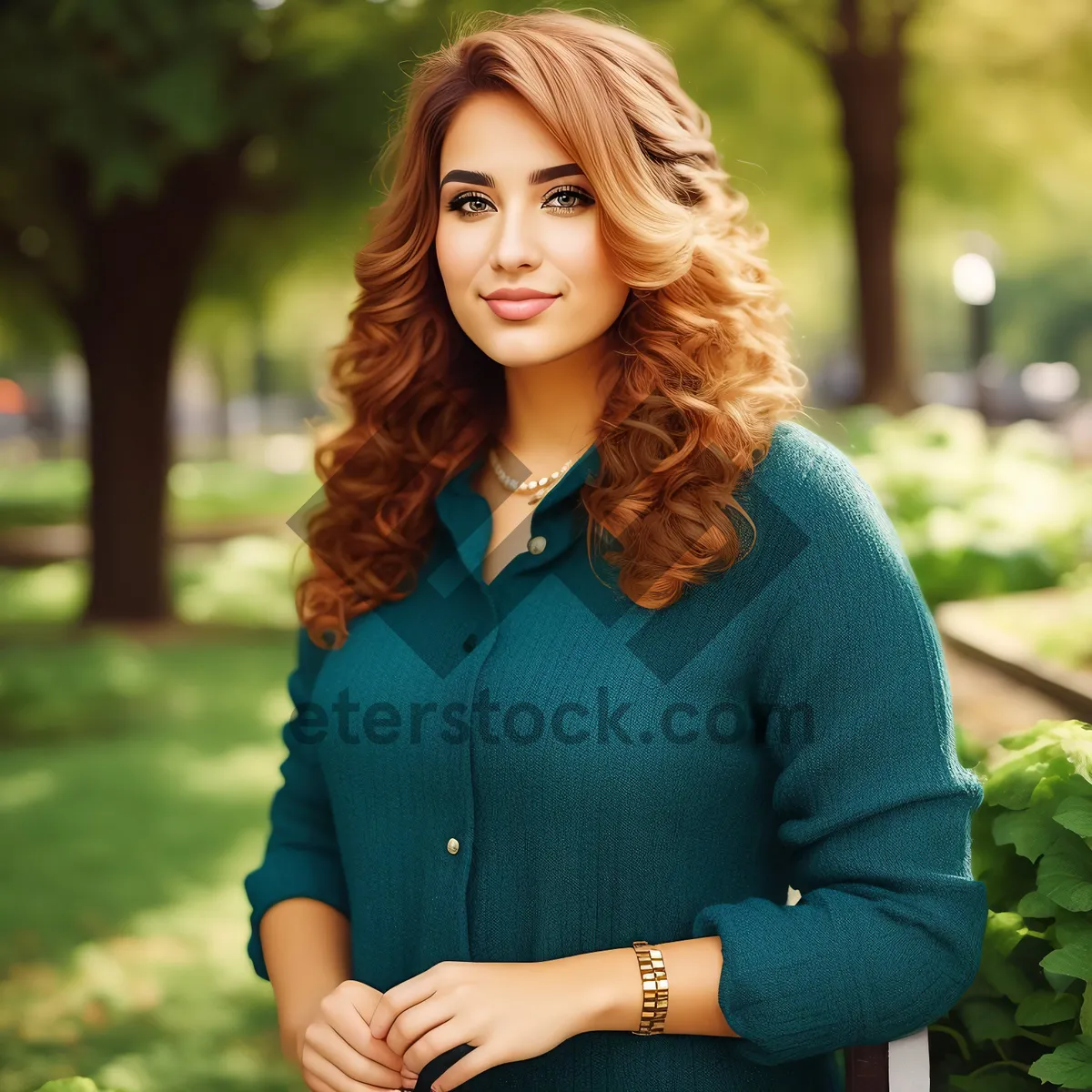 Picture of Cheerful brunette model with a captivating smile