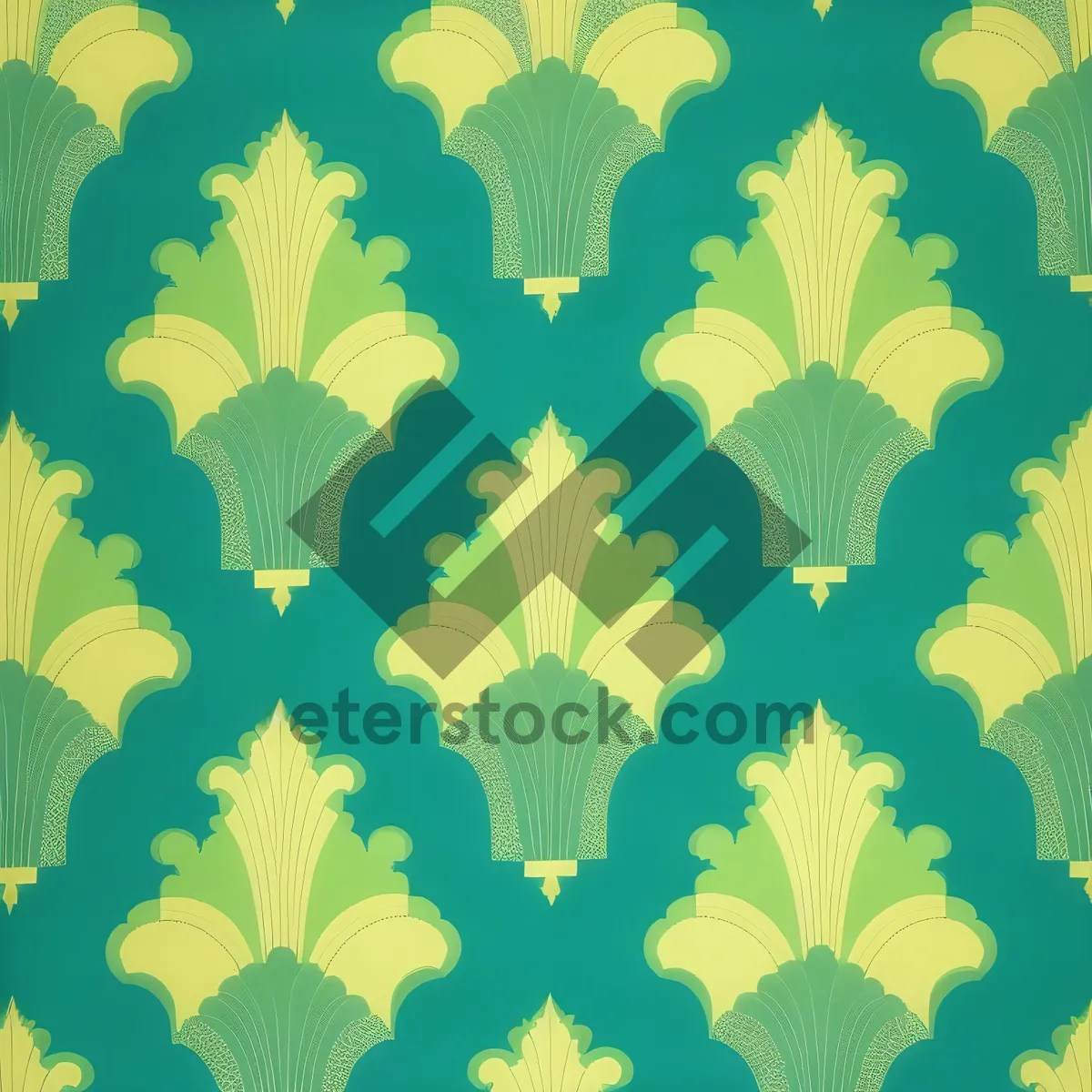 Picture of Floral vintage wallpaper with ornate swirls and curves