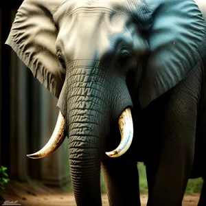 Endangered Tusker: Majestic Ivory Bull in Safari Park