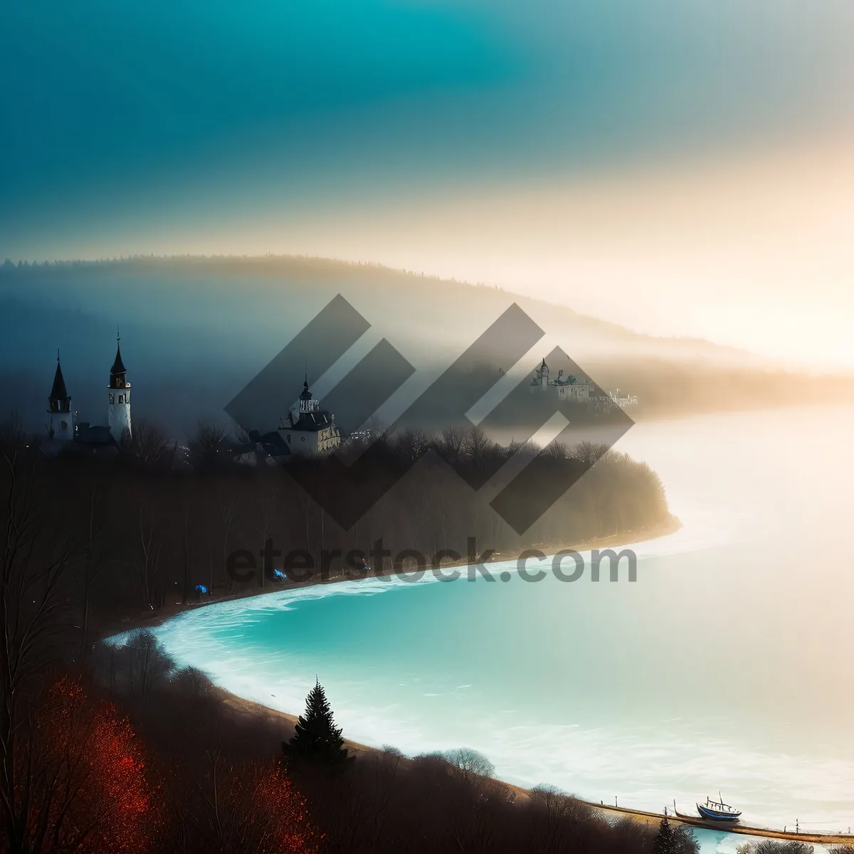 Picture of Golden Horizon: Serene Sunset Over Tropical Beach