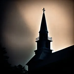 Iconic minaret against serene sky