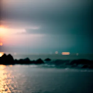 Vibrant Sunset over Beach and Ocean