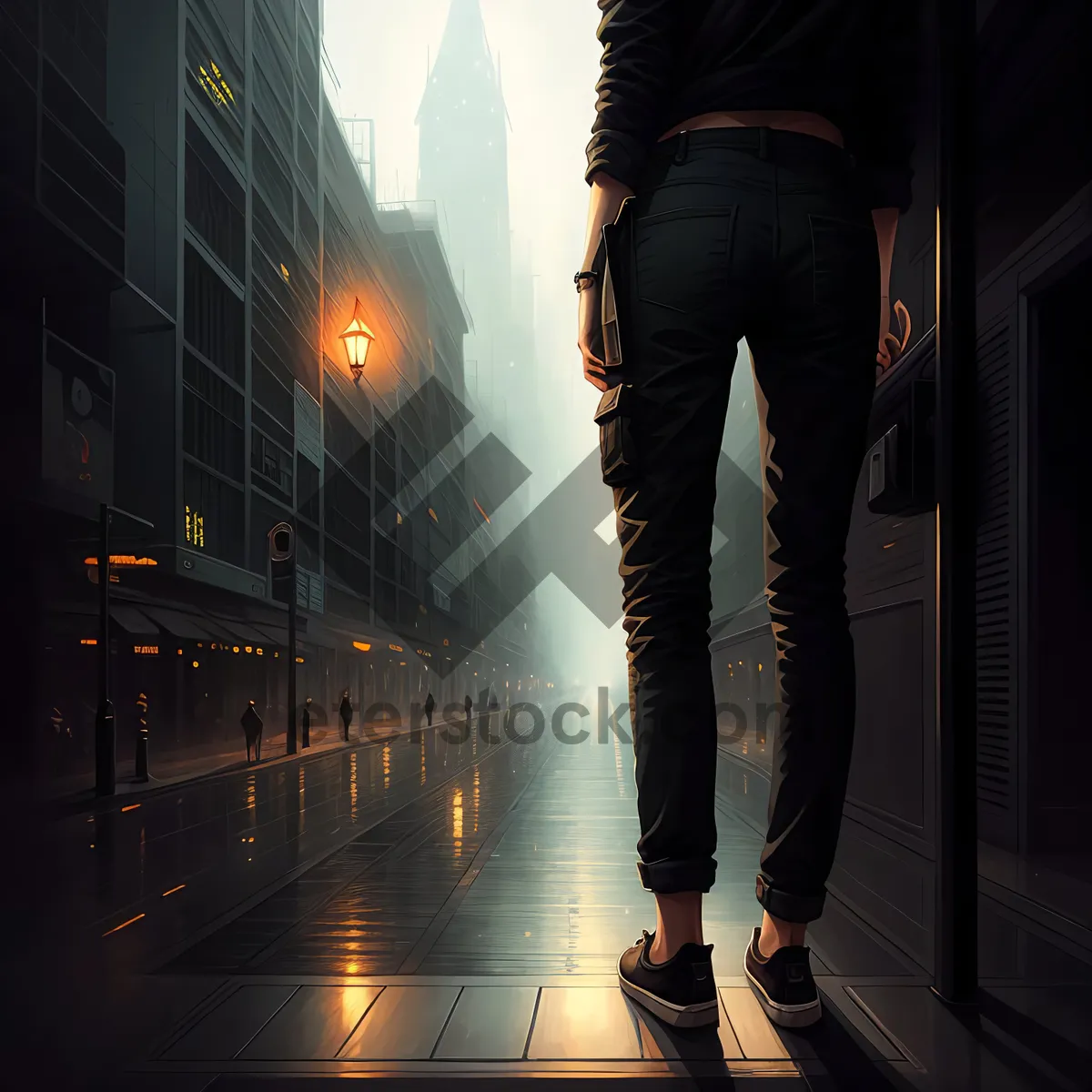 Picture of Urban Man in Jeans on City Street