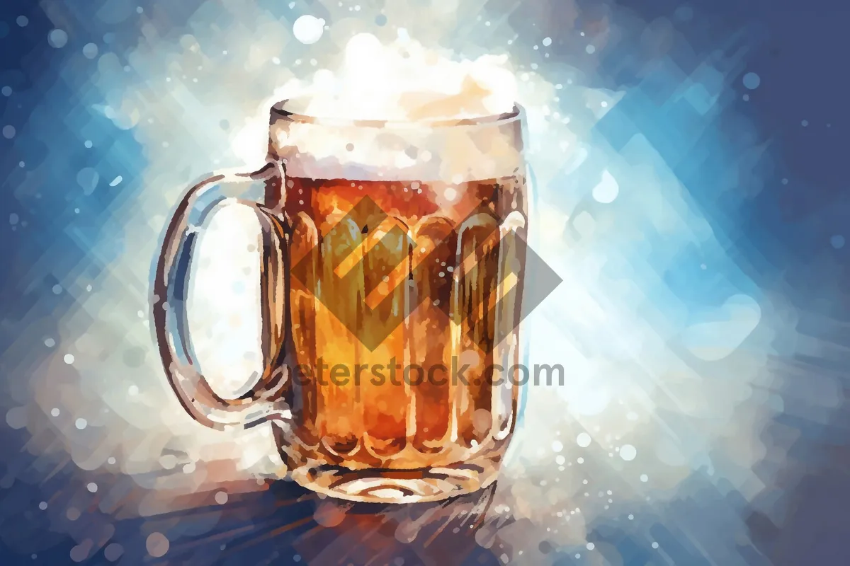 Picture of Yellow party drink in glass mug with bubbles.