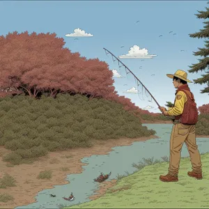 Active Male Farmer Raking Under Summer Sky