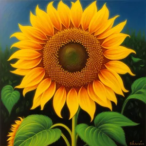 Sunflower Blossom in Vibrant Yellow Field