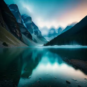 Serene Mountain Lake at Sunset