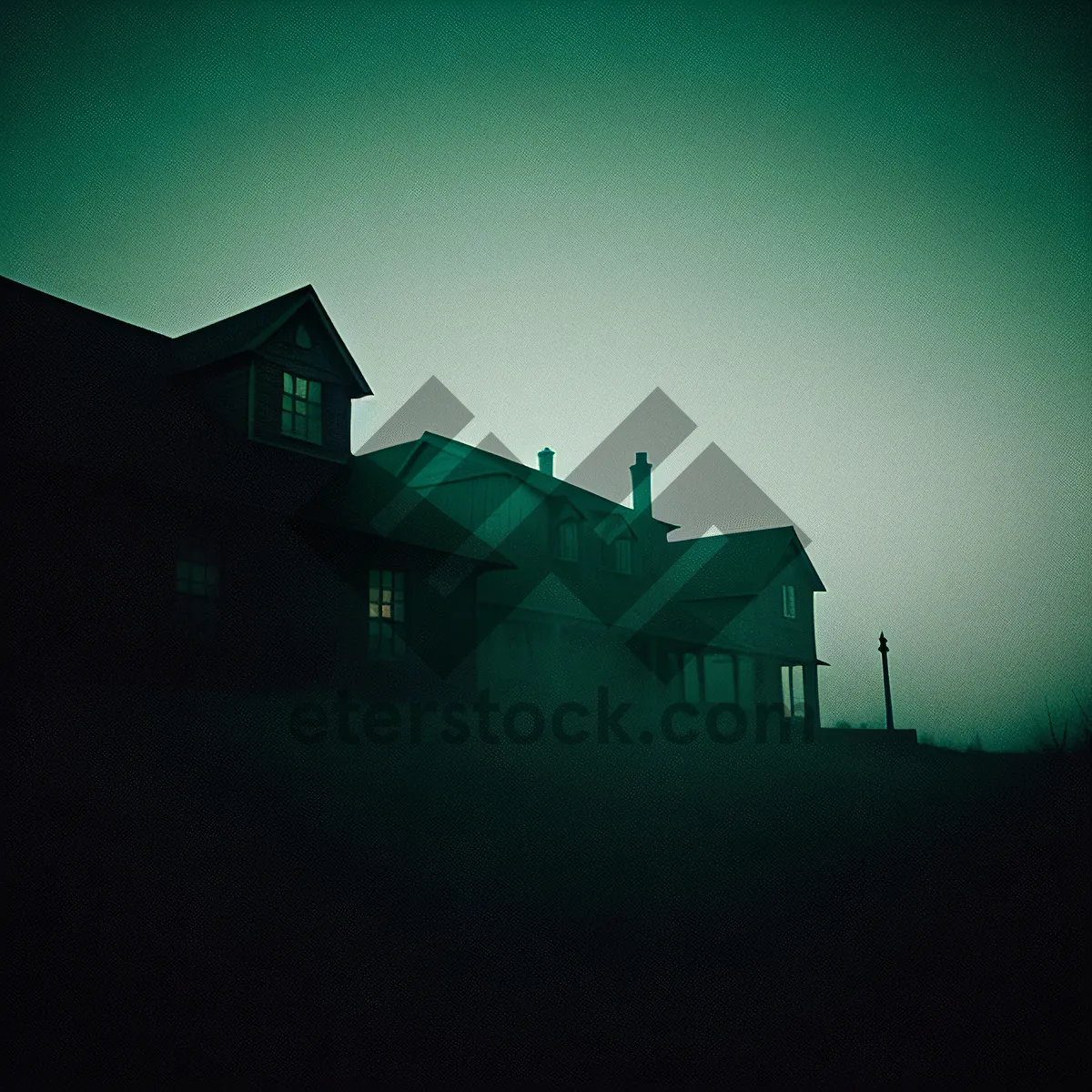 Picture of Rustic Sunset Over Farmhouse and Barn