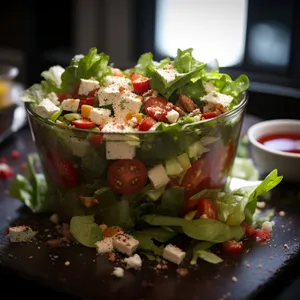 Fresh Salad Plate with Vegetables and Herbs