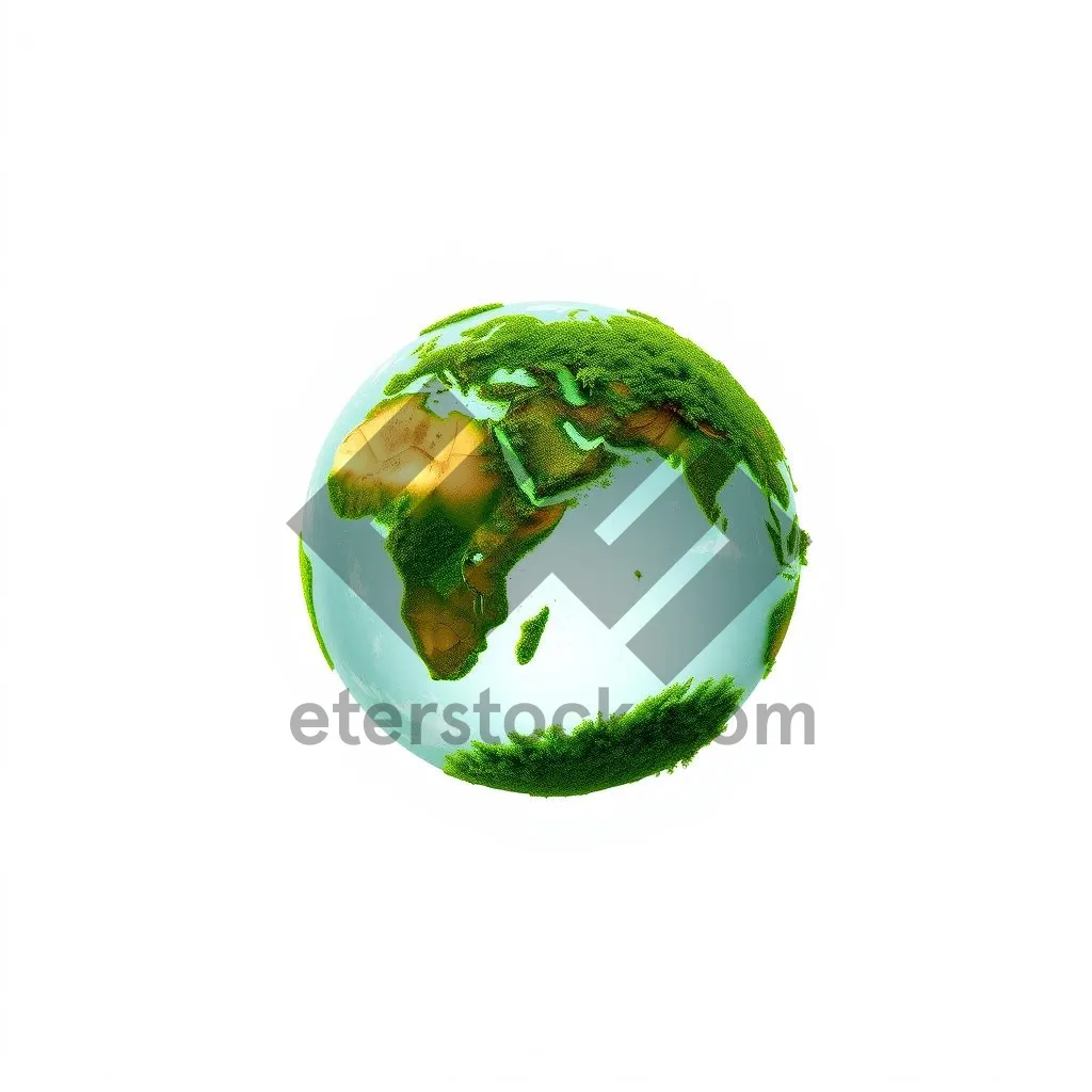 Picture of 3D Earth Globe Icon with Continents Map