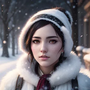 Winter Beauty in Fur: Smiling Snow Doll Lady