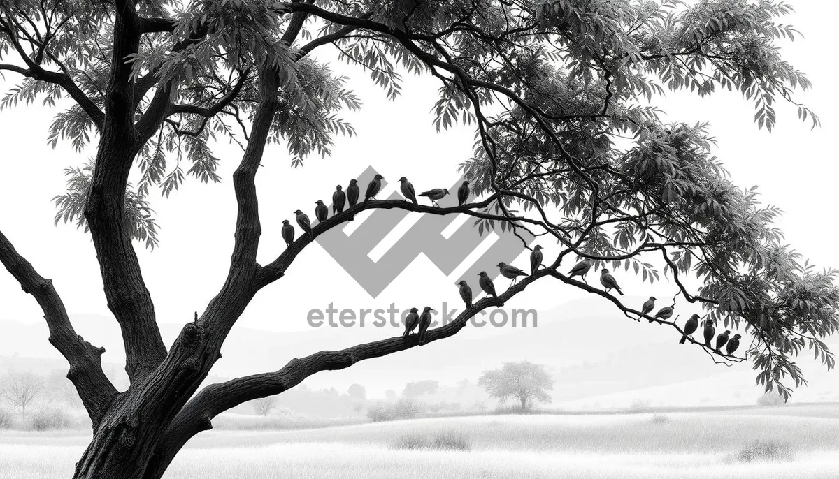 Picture of Silhouette Tree in Snowy Park Scene