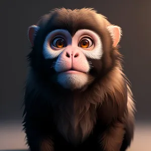 Cute Baby Monkey with Furry Face and Big Eyes