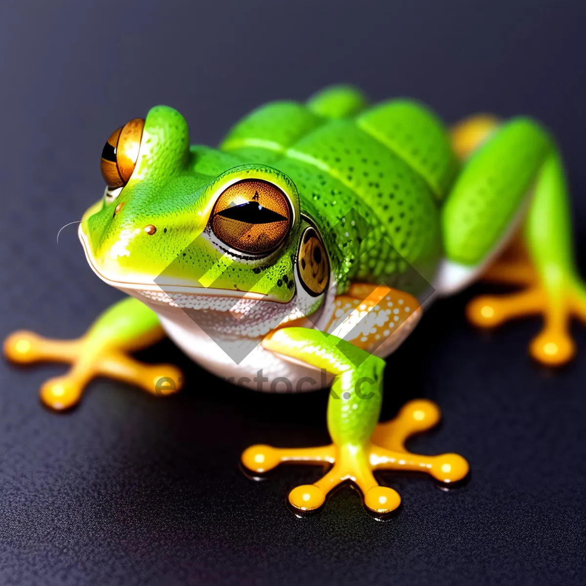 Picture of Vivid-eyed Tree Frog Camouflaged in Leaf