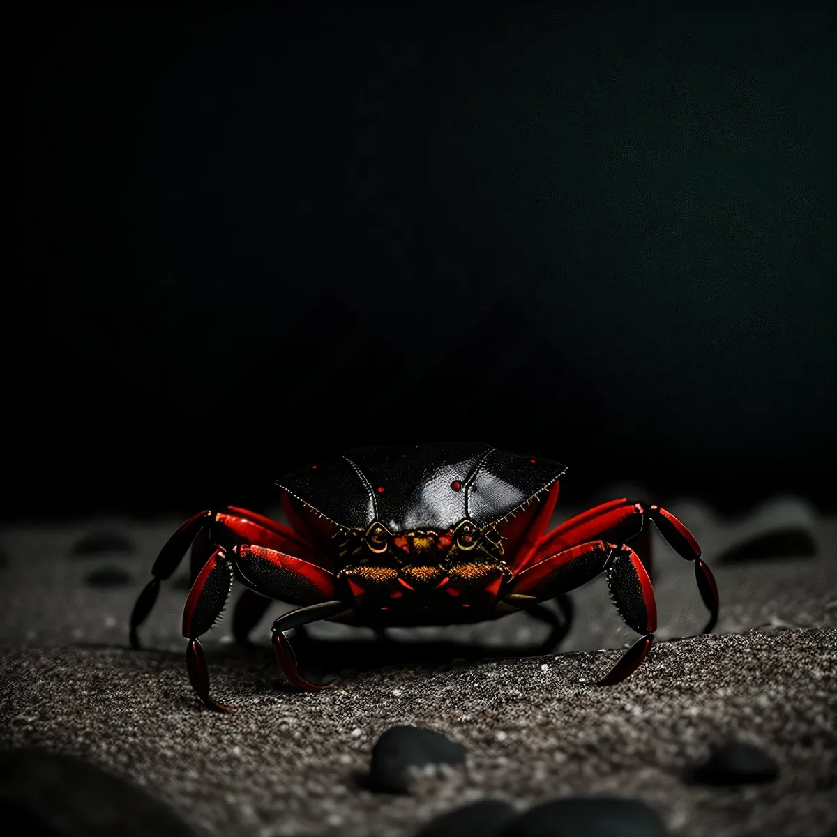 Picture of Fiddler Crab on Rock: Majestic Black Arthropod