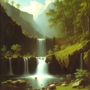 Picturesque Waterfall in Serene Forest