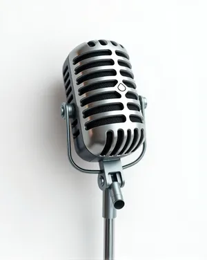 Vintage microphone on stage for live performance.