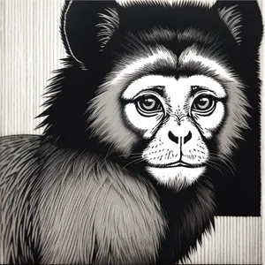 Primate Monkey Gibbon Ape Face Black