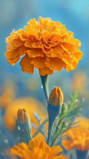 Close-up of vibrant orange poppy blossoms in garden.