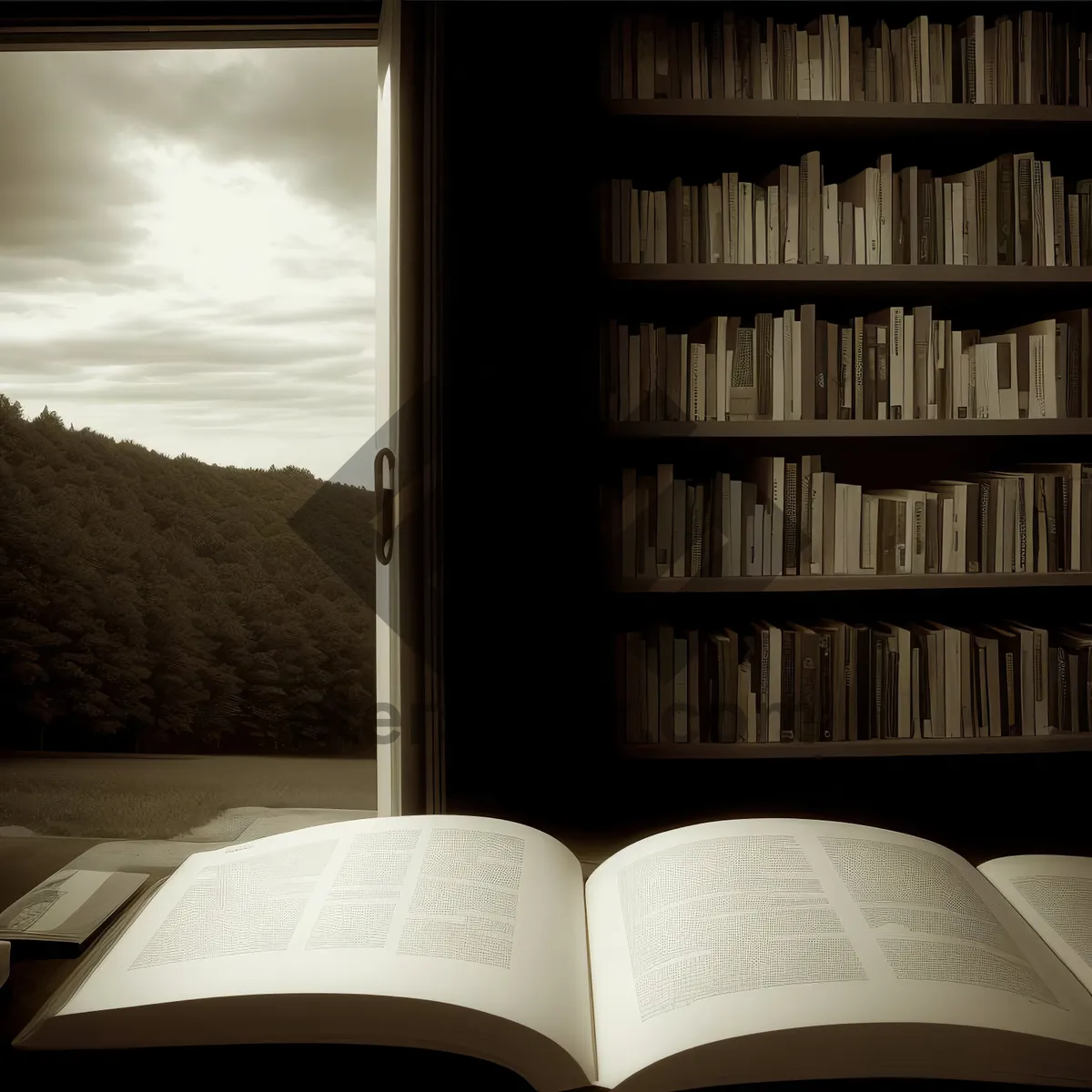 Picture of Library Wonderland: A Bookcase Filled with Knowledge