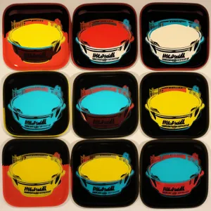 Shiny web icon set in glass container.