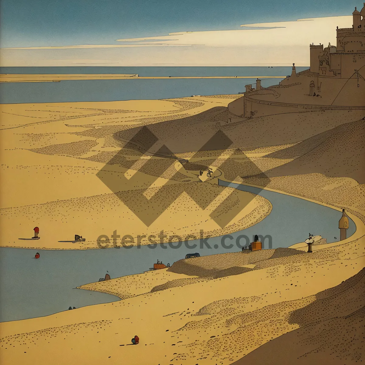 Picture of Golden Sands: Serene Beachscape with Azure Waters and Clear Blue Sky
