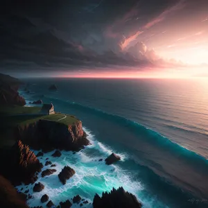 Sun-kissed coastal paradise with soothing waves