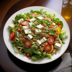 Healthy Vegetable Salad with Fresh Tomatoes and Lettuce