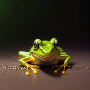 Colorful Tree Frog Peeping with Bulging Eyes