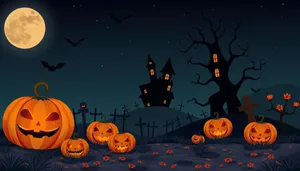 Spooky Night in the Cemetery: Halloween Silhouette Art