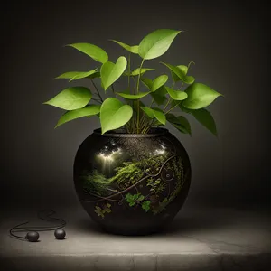 Evergreen Leaf Branch in Environmental Tea Vase