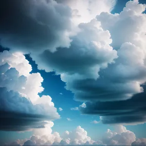 Vibrant Summer Sky with Fluffy Clouds