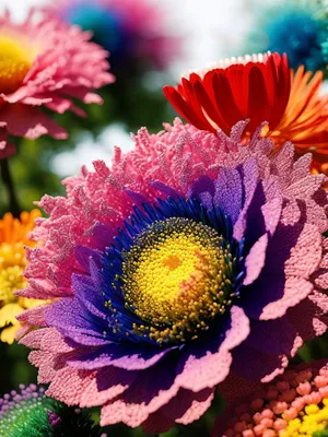 Vibrant Sunflower Petals in a Colorful Garden