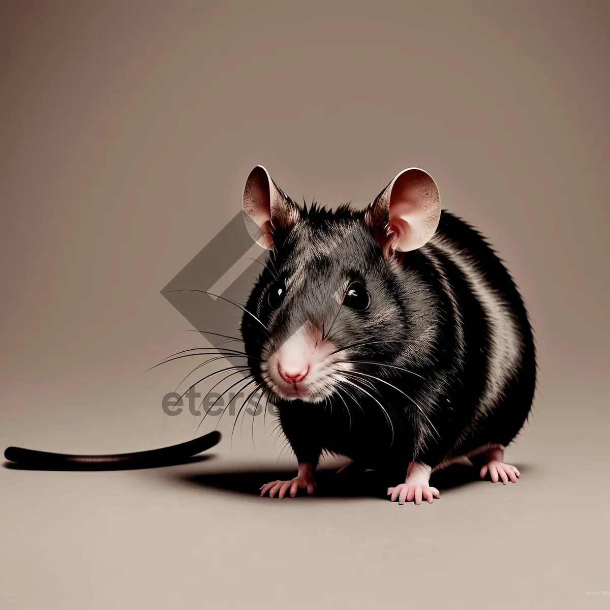 Picture of Cute Domestic Rat with Fluffy Gray Fur