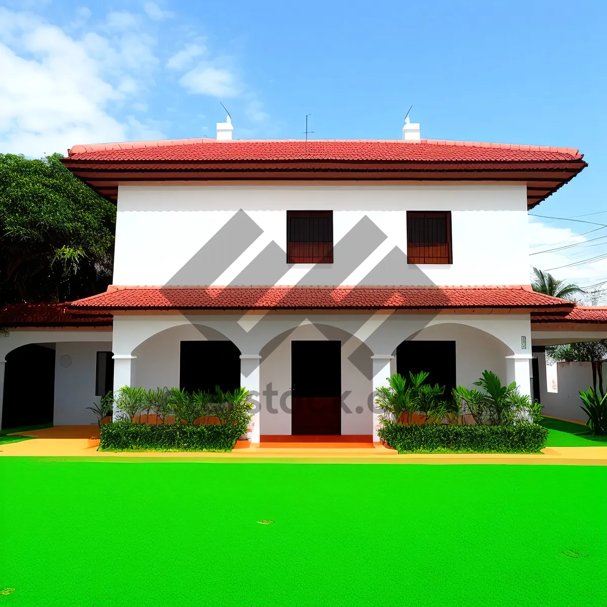 Picture of Modern Fire Station with Brick Exterior and Sky Background