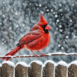 Winter Hen in Snowy Tree Forest.