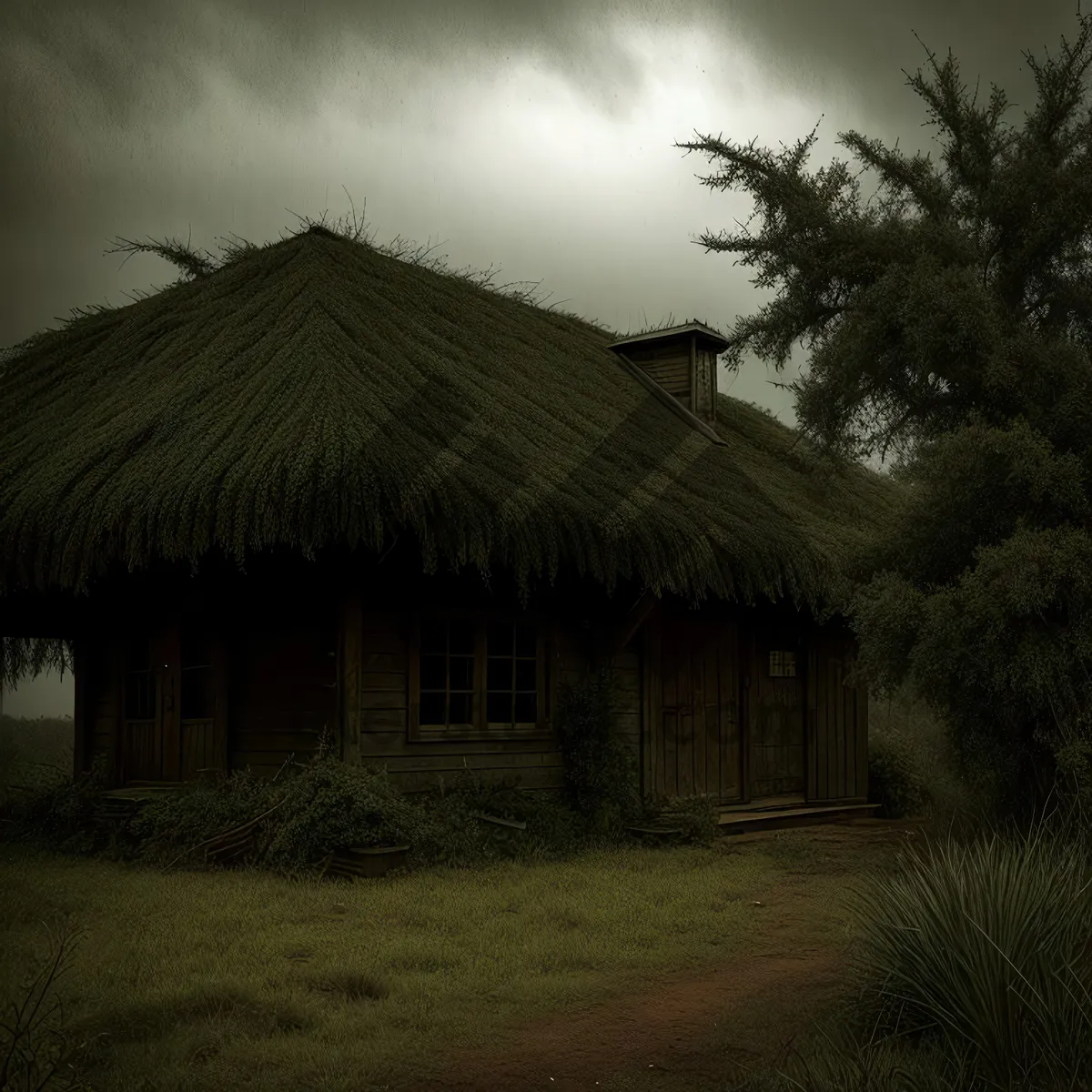 Picture of Rustic Thatched Roof Hut with Country Charm