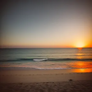 Sunset Reflection on Calm Ocean Waves