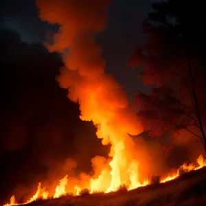 Blazing Volcanic Sunset: Fierce Fire and Fiery Sky.