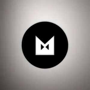 Shiny Black Round Button Icon: Bright Curve Design