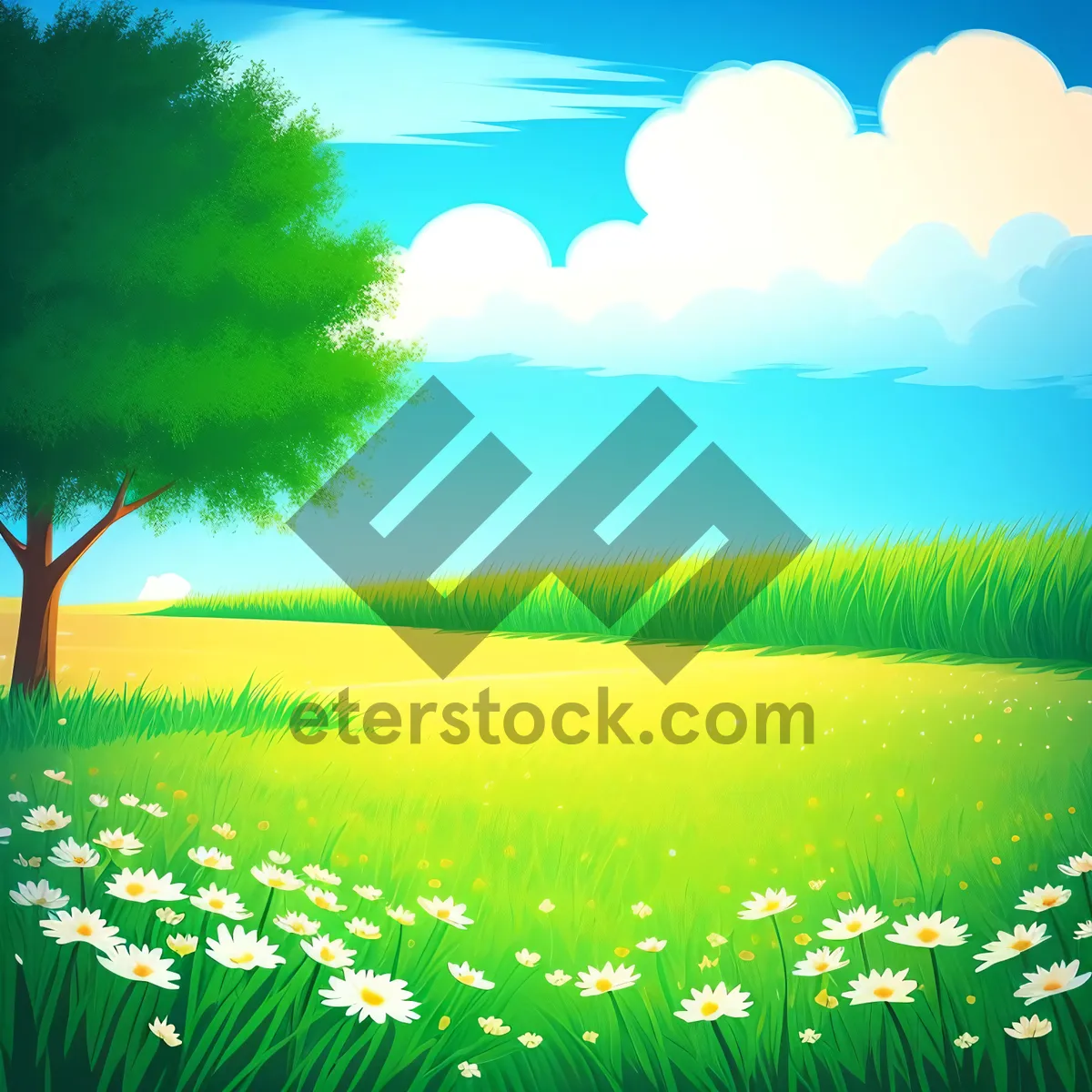 Picture of Idyllic rural meadow under a clear sky