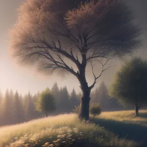 Winter Wonderland: Majestic Trees in Snowy Rural Landscape